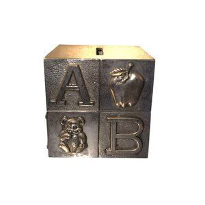 Vintage Metal Alphabet Block Coin Bank